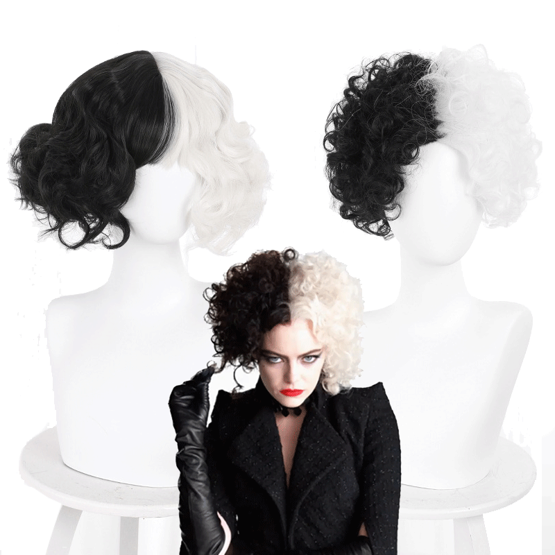 OROCOSPLAY Cruella de Vil White Black Wavy Wig - Cruella