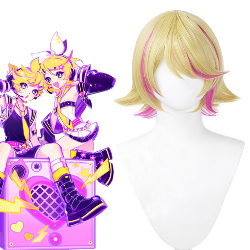 OROCOSPLAY Kagamine Rin Blonde Pink Short Wig - Muse Dash
