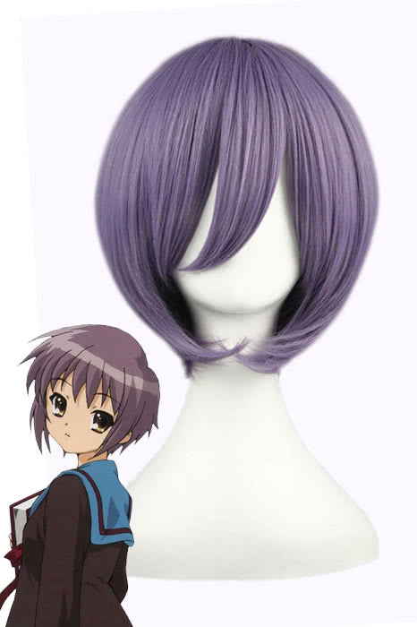 Rolecos Nagato Yuki Cosplay Wig - The Melancholy of Haruhi Suzumiya Purple 35cm