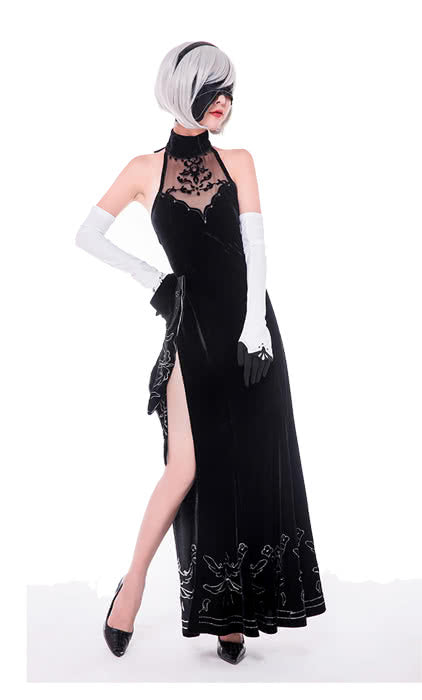 Vintage Skirt 2b Evening Dress - Nier Automata Game Costume