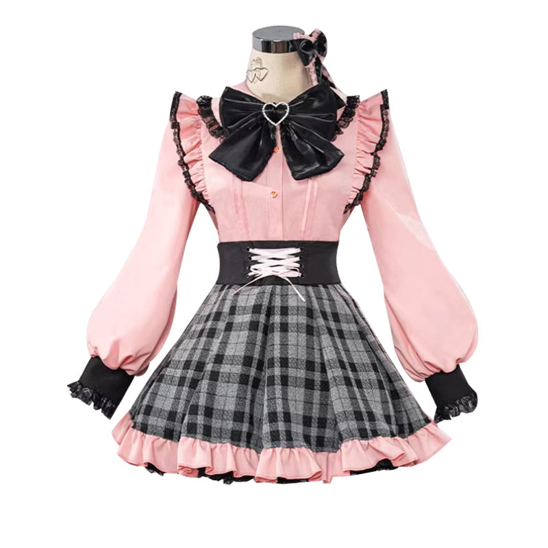 Ai Hoshino Lolita Cosplay Costume with Shirt Skirt Bow Tie Stockings Hairpin Ear Clip Ring - Oshi No Ko