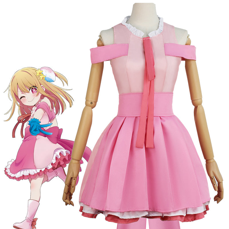 Hoshino Rubii Child Version Dress Bow Gloves Accessories Cosplay Costume - Oshi No Ko