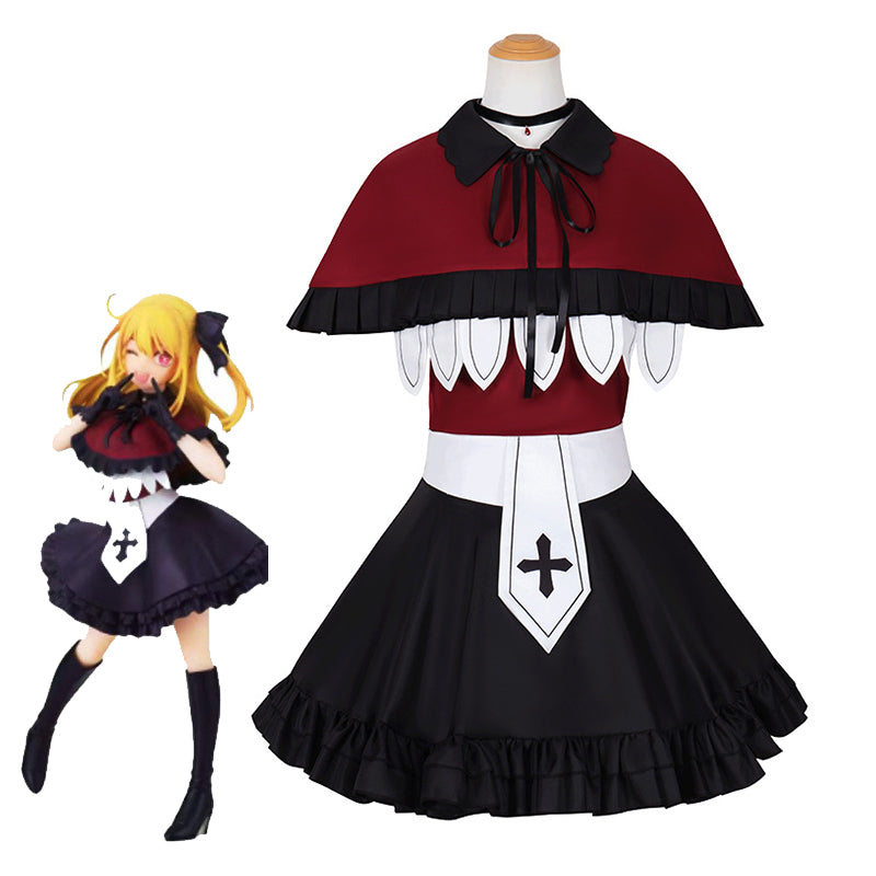 Hoshino Rubii Stage Outfit Cosplay Costume with Top Shawl Skirt Gloves Tie Bow Necklace - Oshi No Ko