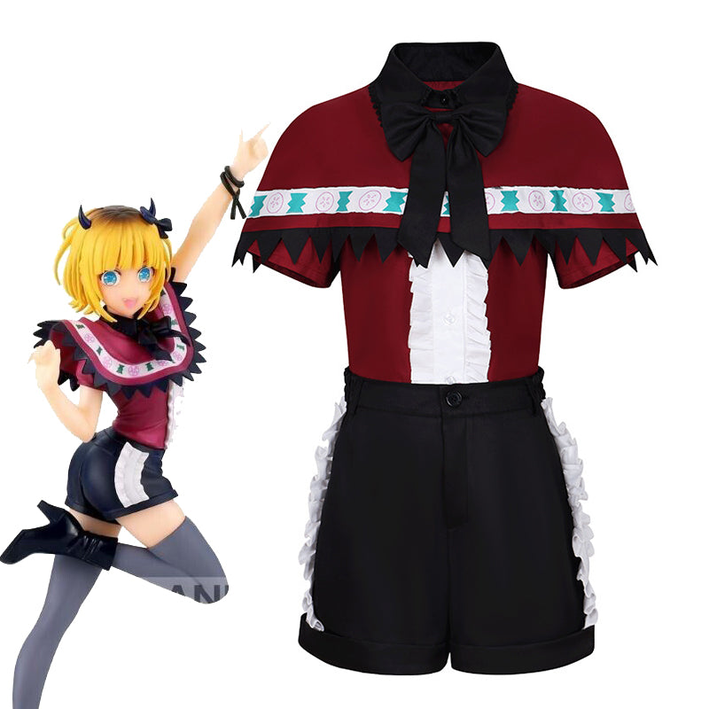 Mem Stage Outfit Cosplay Costume with Top Shawl Shorts Socks Headwear - Oshi No Ko
