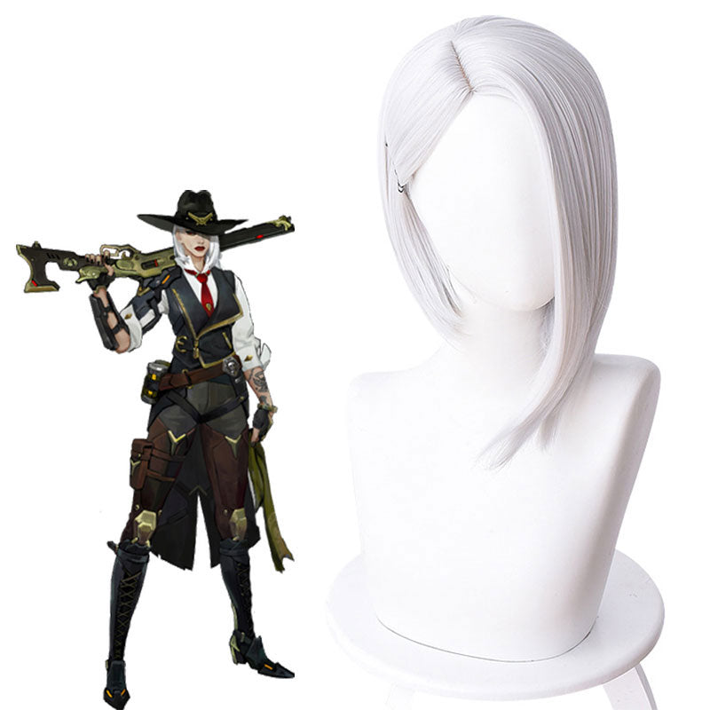Ashe White Straight Curly Cosplay Wig - Overwatch