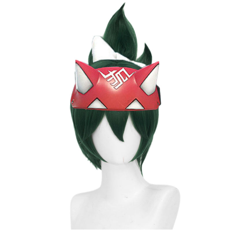 Kiriko Deep Green Straight Curly Cosplay Wig - Overwatch
