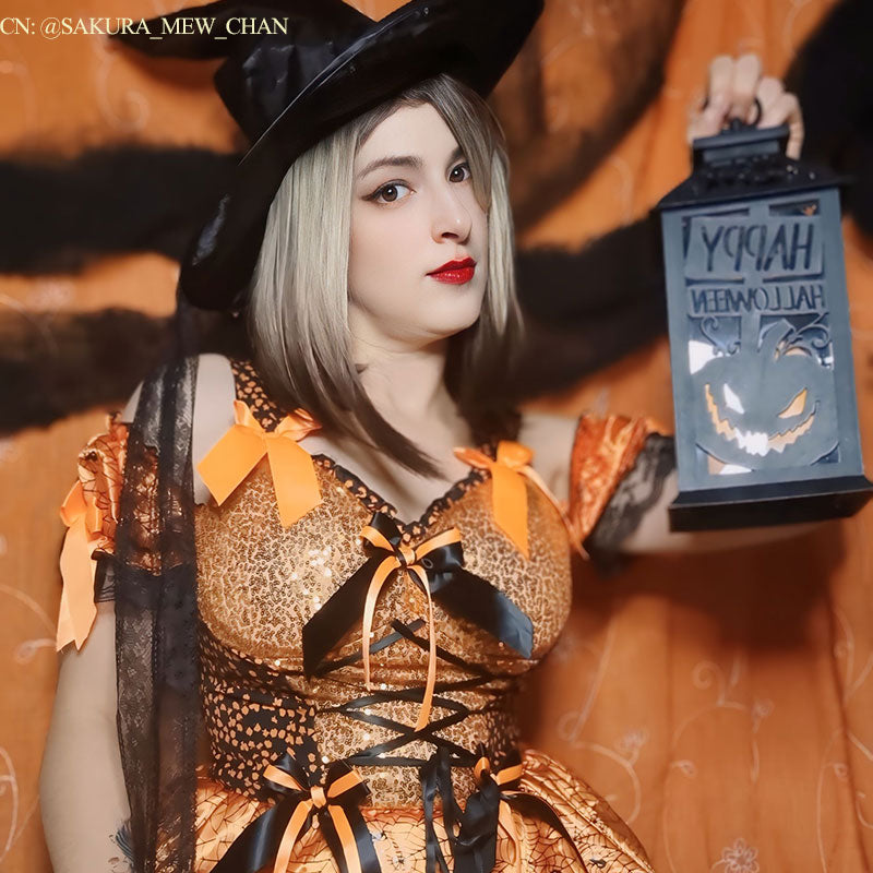 Party Witch Halloween Dress and Hat Costume - Masquerade Performance Outfit