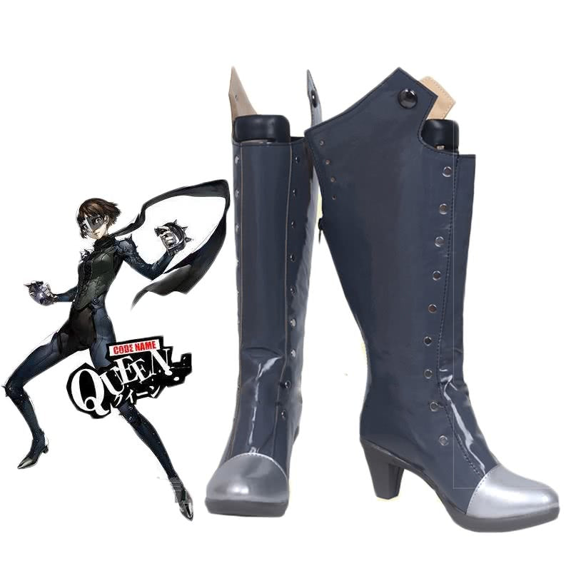 Makoto Niijima Black PU Cosplay Boots - Persona 5 Priestess