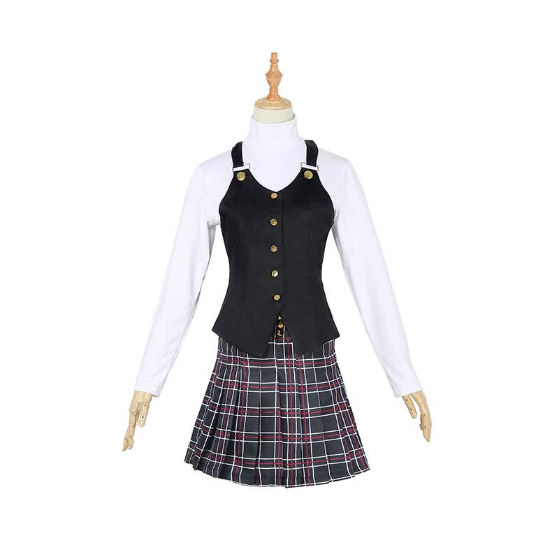 Makoto Niijima Black Shirt Vest Skirt Cosplay Costume - Persona 5 Priestess