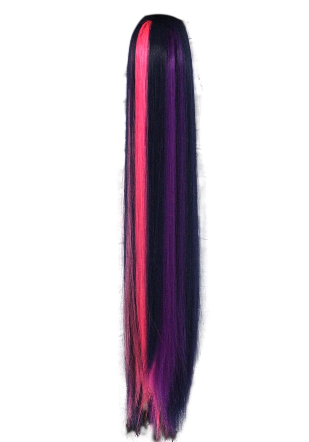 65cm Mixed Color Long Straight Hair Piece - Synthetic Kanekalon Fiber Capless Cosplay Wig
