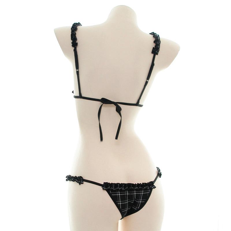 Plaid Girl Lace Underwear Sexy Cosplay Costume - Lingerie Set