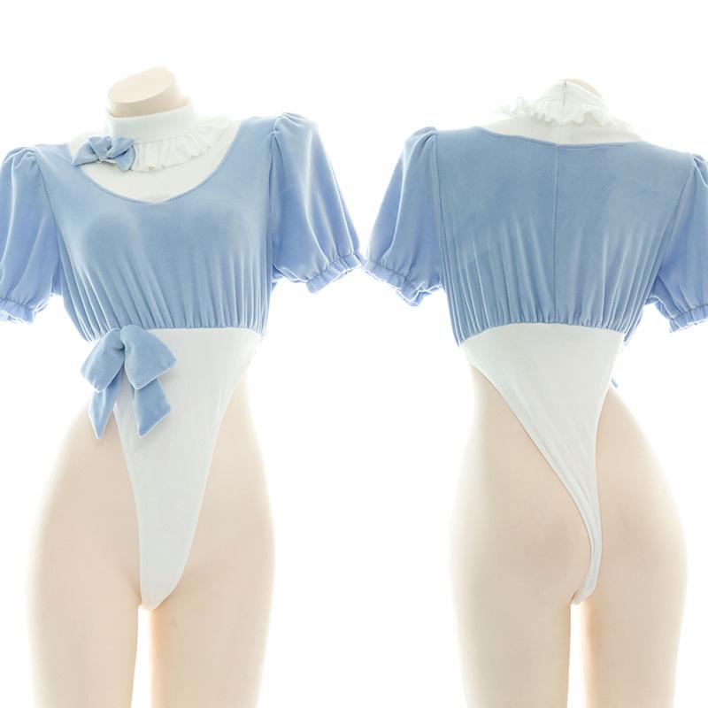 Plush High Fork Sexy Bow Underwear Cosplay Costume - Lingerie Set