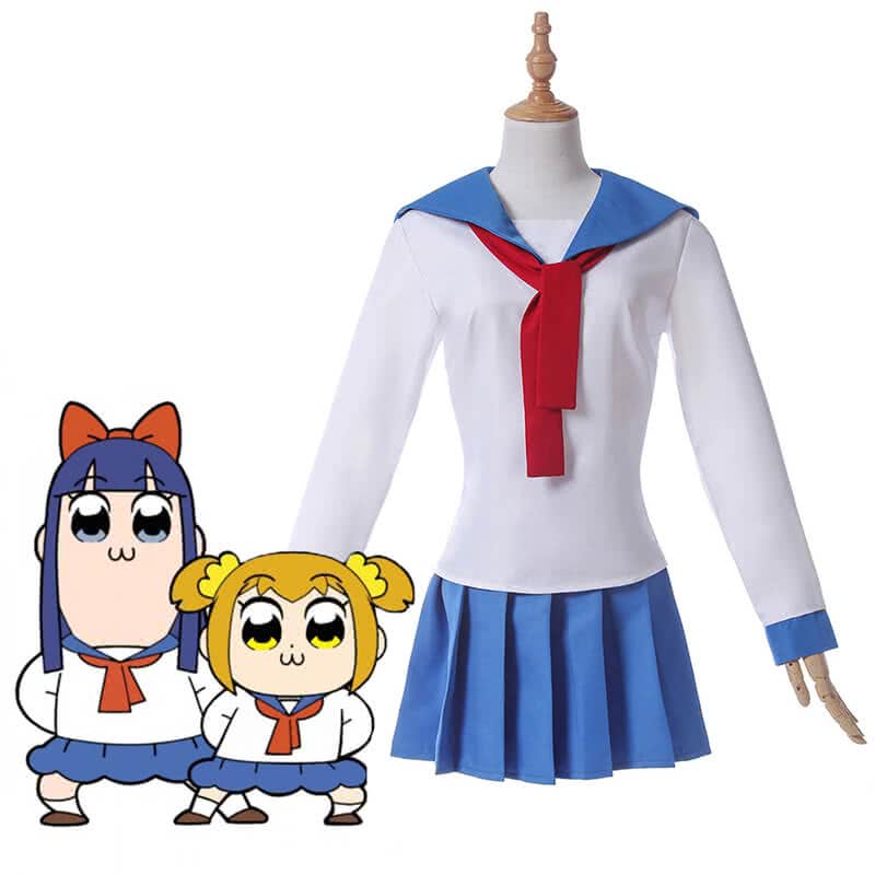 Popuko and Pipimi Blue Uniform Skirt Cosplay Costume - Pop Team Epic