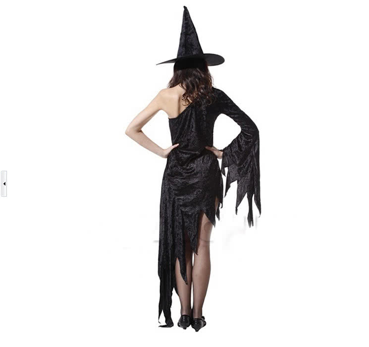 OROCOSPLAY Black Witch Off-Shoulder Dress with Tassels - Halloween