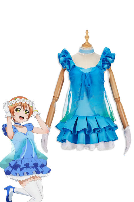 High Quality Anime Costumes Rin Hoshizora Blue Cosplay Dress - Love Live Yume No Tobira