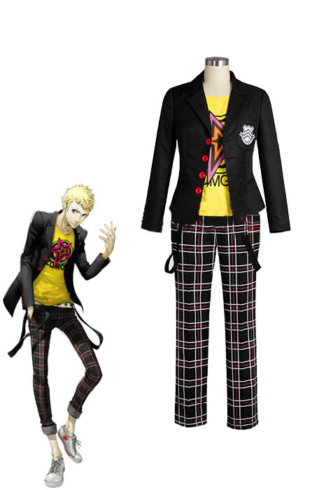 Ryuji Sakamoto Black Yellow Uniform Cosplay Costume - Persona 5