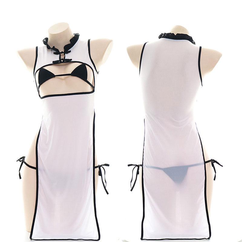 Rolecos Cheongsam Lingerie - Translucent Ice Silk