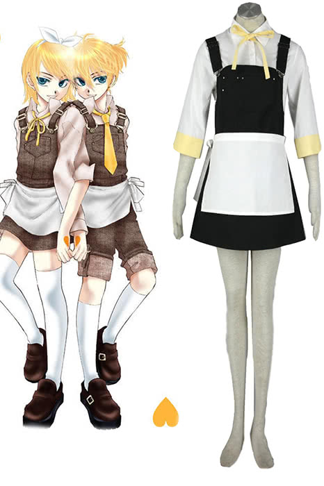Alice Kagamine Ren Uniform Cosplay Set - VOCALOID Shirt Skirt Apron Tie Costume