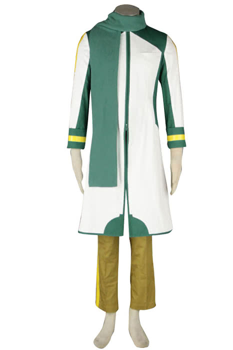 Nigaito Kaito White Green Uniform Cosplay Set - Vocaloid Coat Pants Scarf Costume