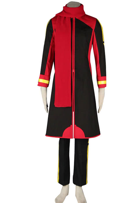 KAITO Black Red Uniform Cosplay Set Second Generation - Vocaloid Coat Pants Scarf Costume Net 1.15kg Shipping 1.35kg