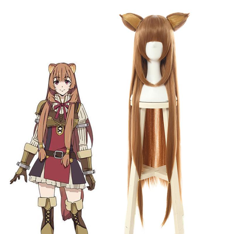 The Rising of the Shield Hero Raphtalia Brown Long Straight Cosplay Wig - 90cm Synthetic Hair