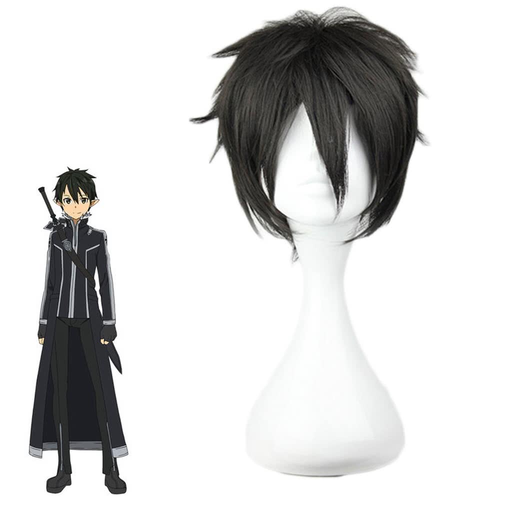 Sword Art Online Kiriko Black Short Straight Cosplay Wig - 32cm Synthetic Hair