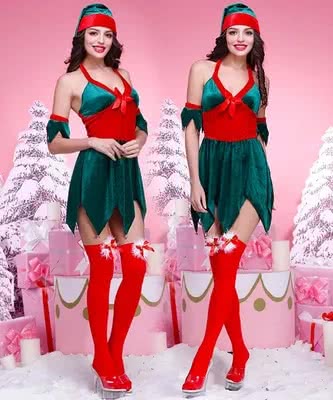 OROCOSPLAY Dark Green Santa Dress - Women's Christmas Costume