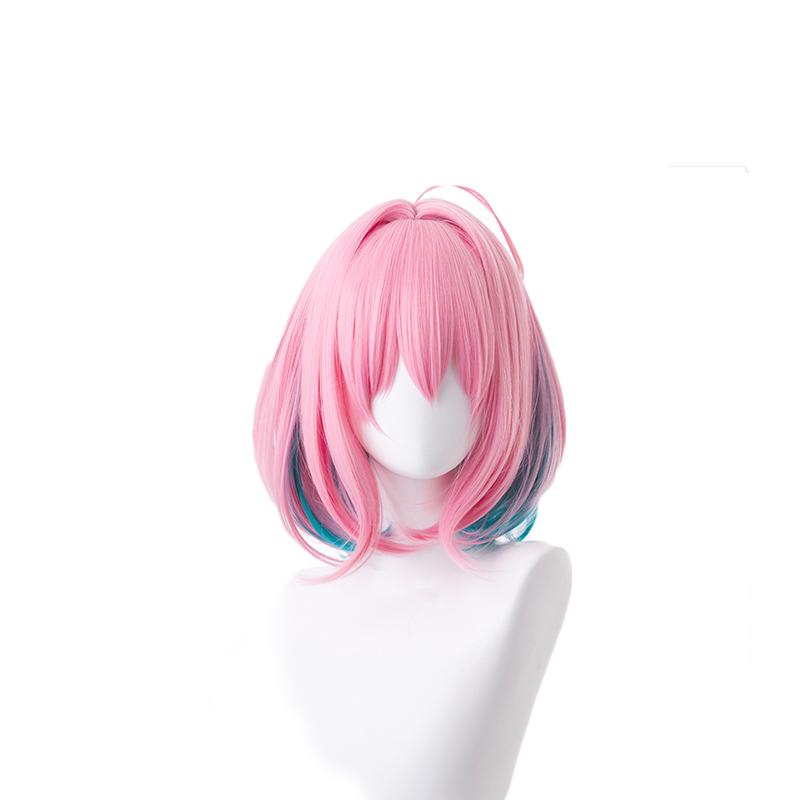 Yumemi Riamu Pink Mixed Blue Short Wig - Idolmaster Cosplay Wig