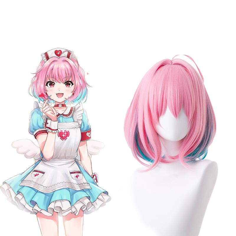 Yumemi Riamu Pink Mixed Blue Short Wig - Idolmaster Cosplay Wig