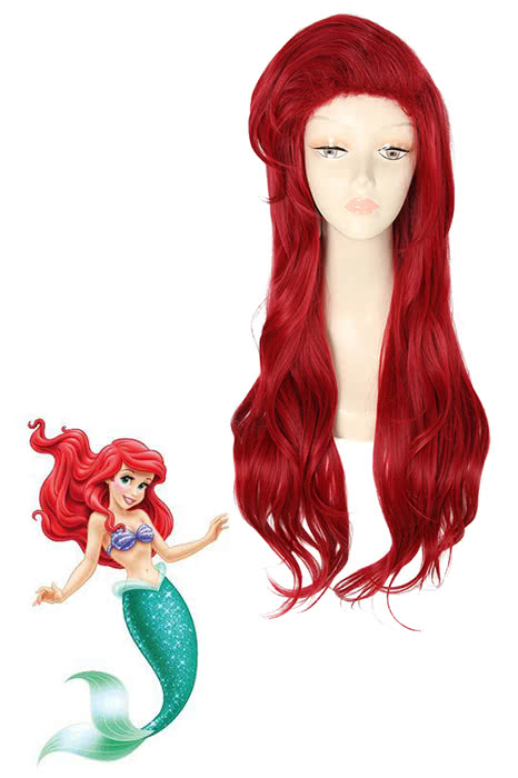 The Little Mermaid Ariel Long Dark Red Straight Cosplay Wig - 70cm Synthetic High Temp Fiber
