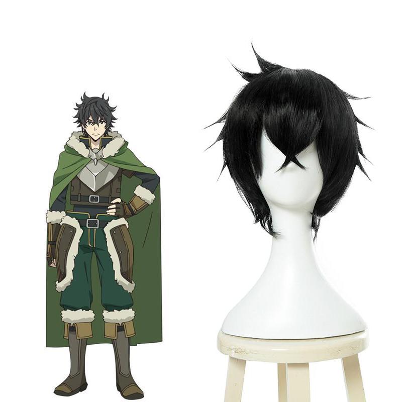 The Rising of the Shield Hero Naofumi Iwatani Black Short Straight Cosplay Wig - 25cm Synthetic Hair