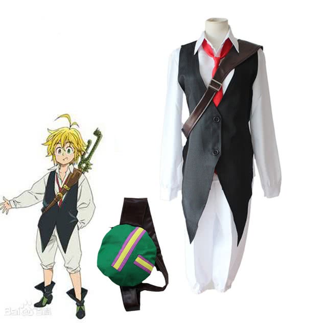 The Seven Deadly Sins Meliodas Full Set Cosplay Costume - Pants Top Bag Uniform