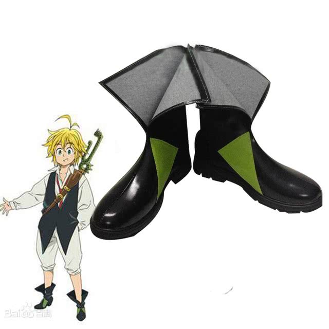 The Seven Deadly Sins Meliodas Black PU Cosplay Boots - Anime Character Footwear