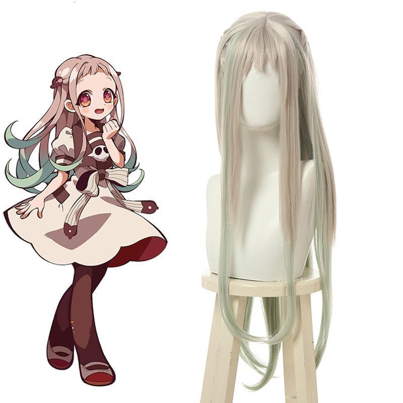 Toilet-Bound Hanako-kun Yashiro Nene Gray Green Long Straight Cosplay Wig - 80cm Synthetic Hair