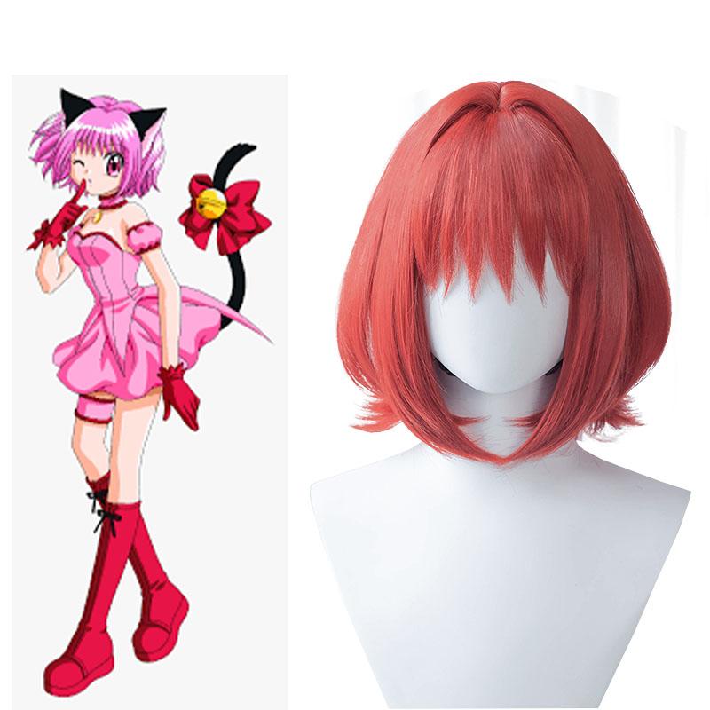 Tokyo Mew Mew Ichigo Momomiya Pink Straight Cosplay Wig - 40cm Synthetic Hair