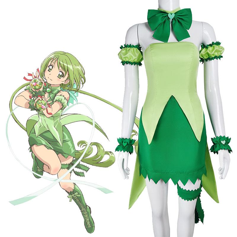 Tokyo Mew Mew Lettuce Midorikawa Dress Cosplay Costume - Anime Uniform with Bow Tie Tail