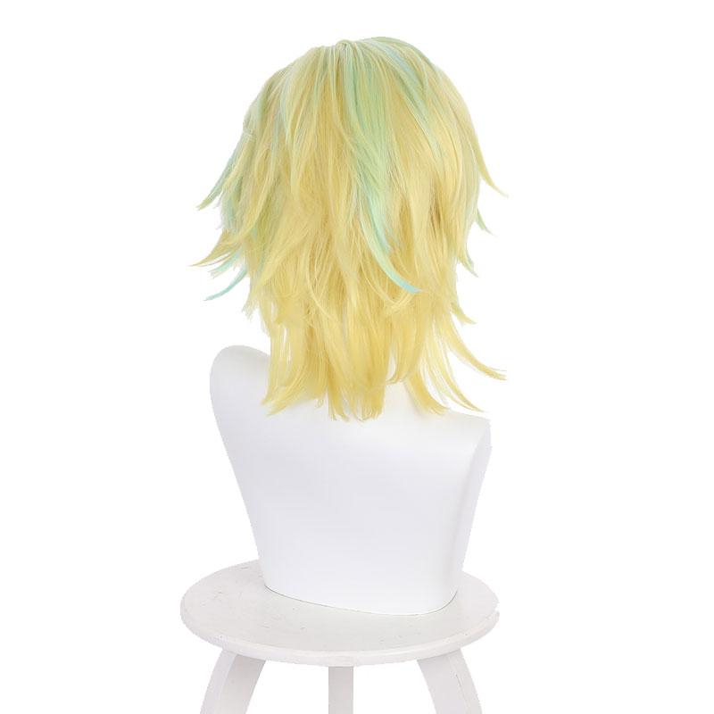 Tokyo Revengers Haitani Rindou Yellow Mixed Green Straight Cosplay Wig - 35cm Synthetic Hair