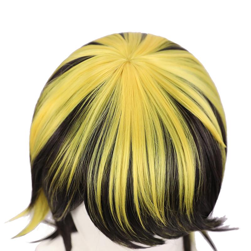Tokyo Revengers Hanemiya Kazutora Blond Mixed Black Straight Cosplay Wig - 40cm Synthetic Hair