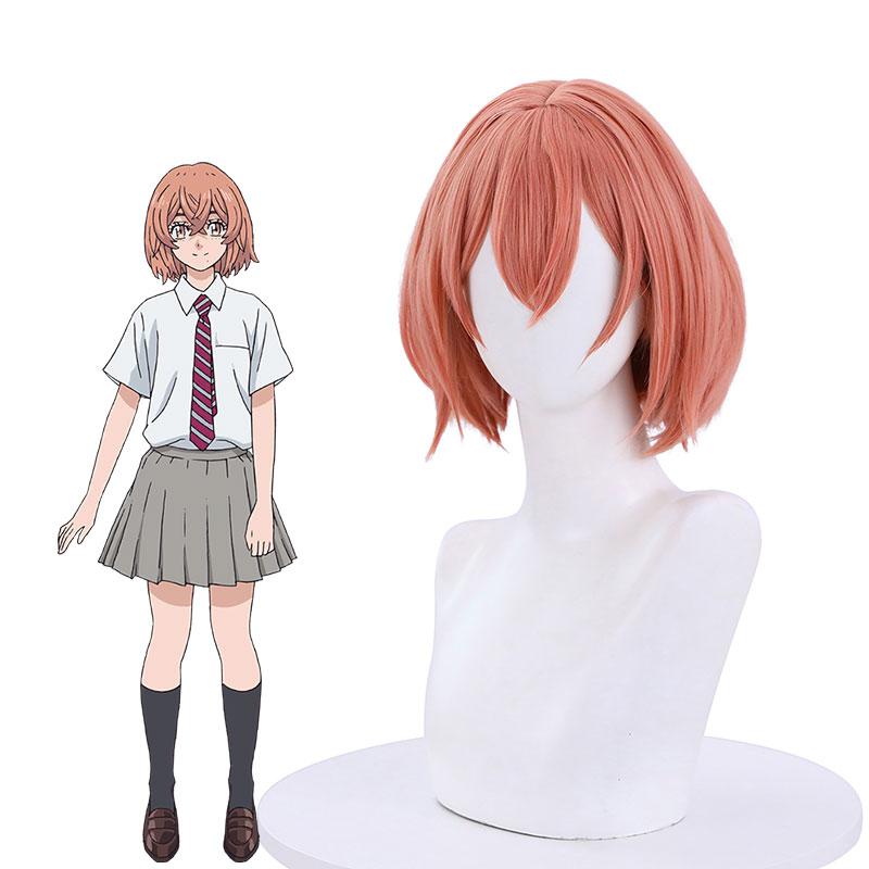 Tokyo Revengers Tachibana Hinata Orange Pink Straight Cosplay Wig - Synthetic Hair