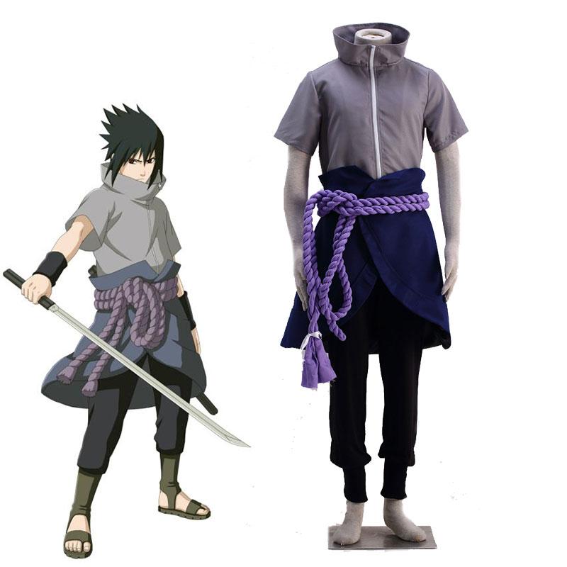 Vintage Skirt Uchiha Sasuke Ninja Costume - Top Pants Shawl Set