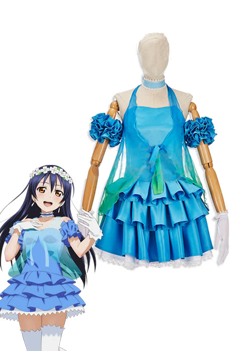 High Quality Anime Costumes Umi Sonoda Blue Green Cosplay Dress - Love Live Yume No Tobira