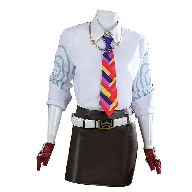 Vintage Skirt Chamber Genderbend Costume - Valorant PU Skirt with Accessories