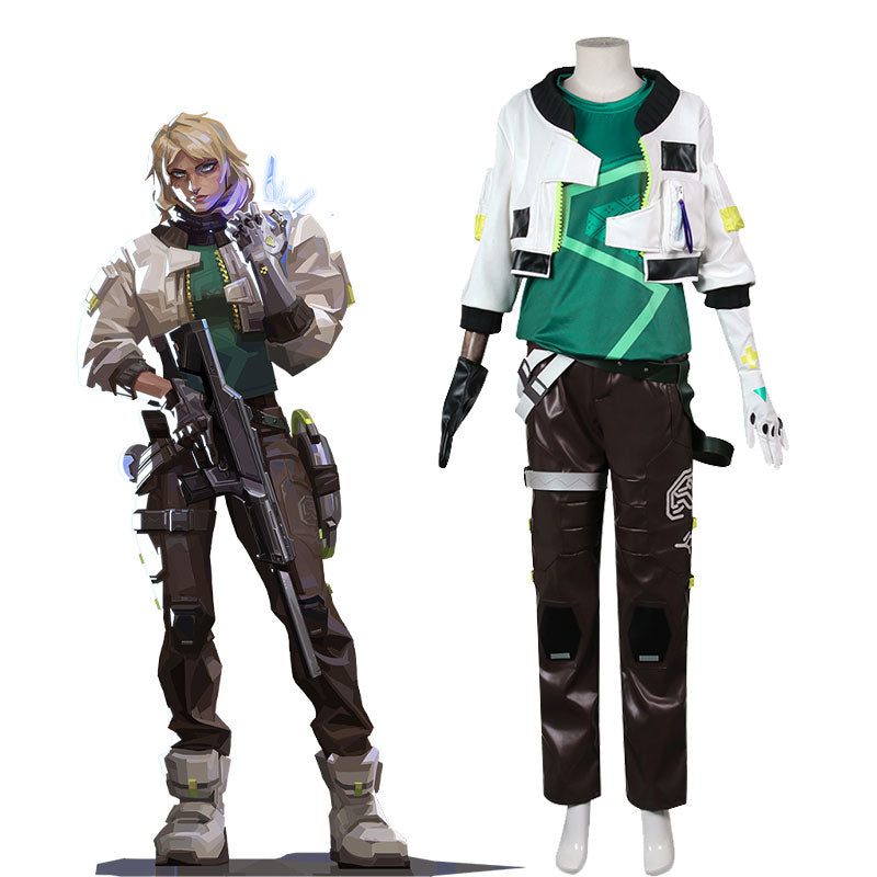 Vintage Skirt Deadlock Cosplay Costume - Valorant Game Leather Jacket