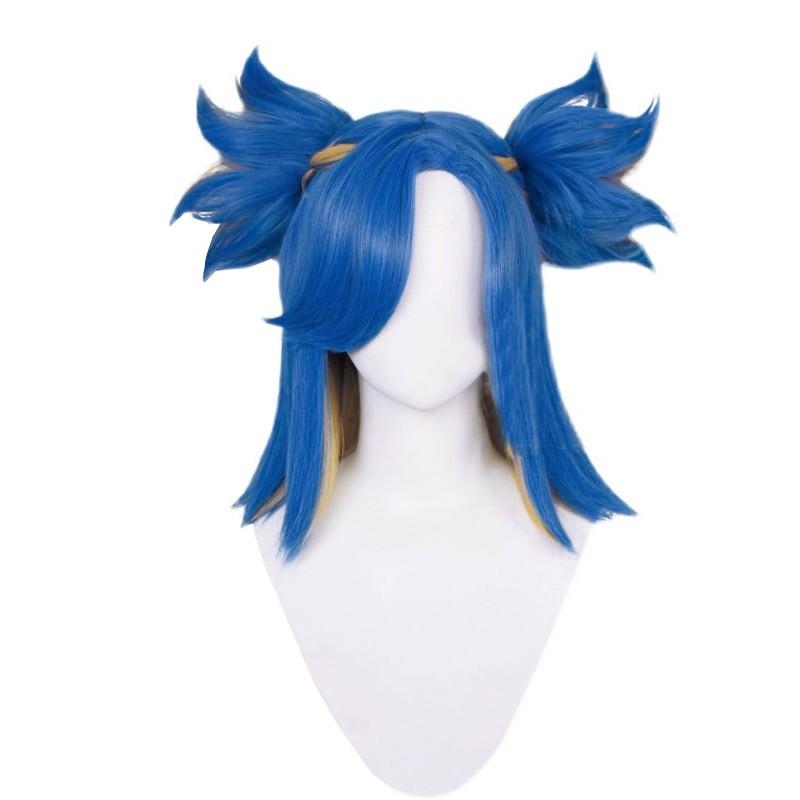 Vintage Skirt Neon Blue Mixed Yellow Wig - Valorant Cosplay