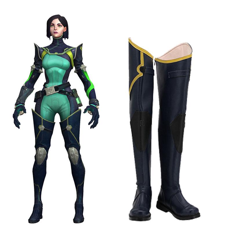 Vintage Skirt Viper Deep Blue Boots - Valorant Cosplay Shoes