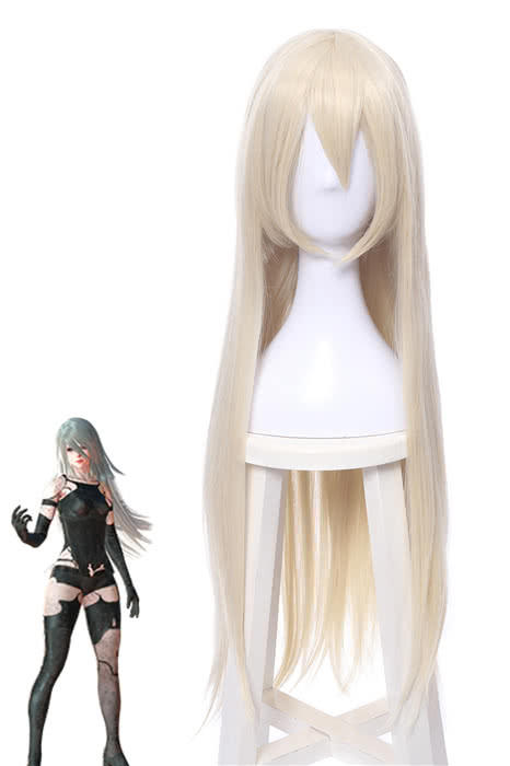 Nier Mechanical Era Yoel ha A2A Long Flaxen Cosplay Wig - 80cm Synthetic Fiber