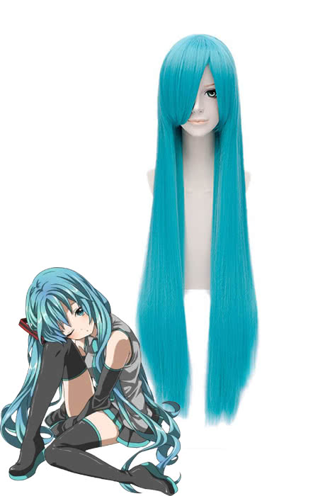 Vocaloid Hatsune Miku Light Blue Straight Cosplay Wig - 100cm Synthetic High Temp Fiber