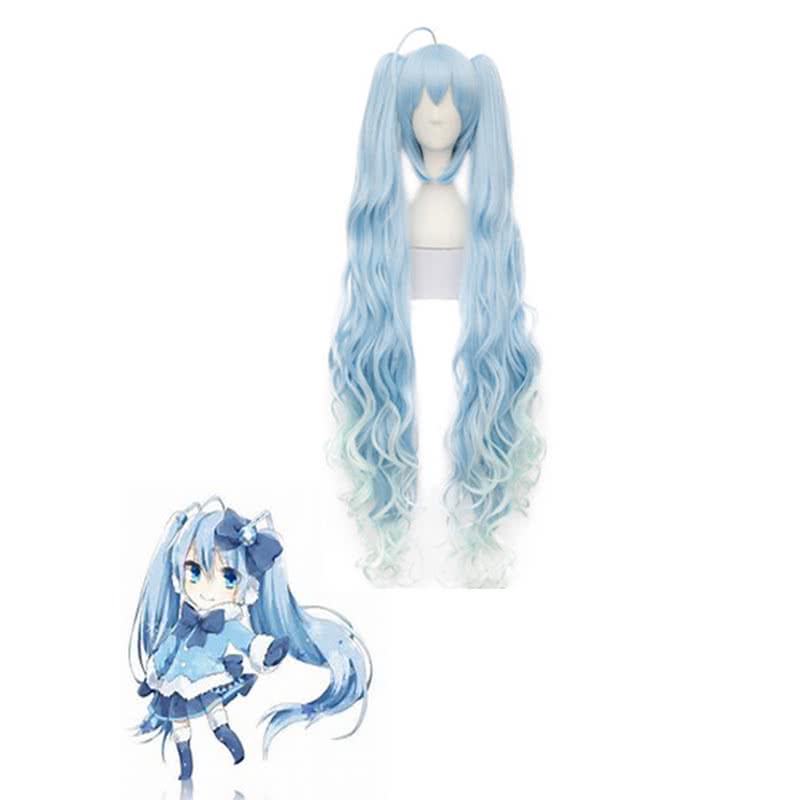 Hatsune Miku Light Blue Super Long Curly Wig - VOCALOID Cosplay Wig 100cm Adjustable Cap High Temp Fiber Party Convention Use