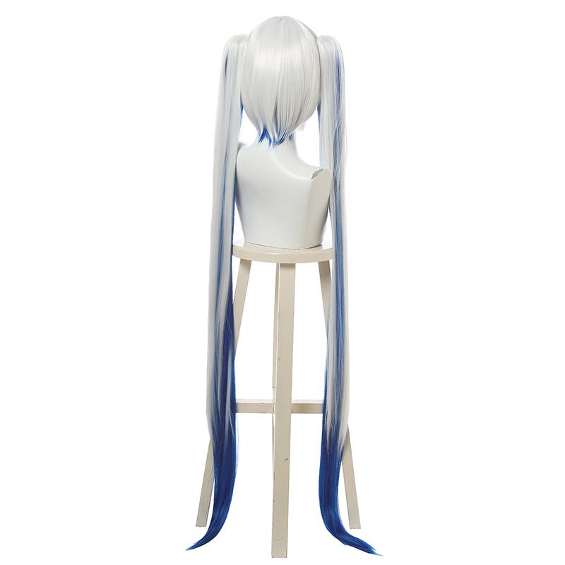 Hatsune Miku Snow 2018 White Blue Mixed 120cm Straight Wig - Vocaloid Cosplay Wig Heat Resistant Average Cap Size Free Wig Cap Adjustable