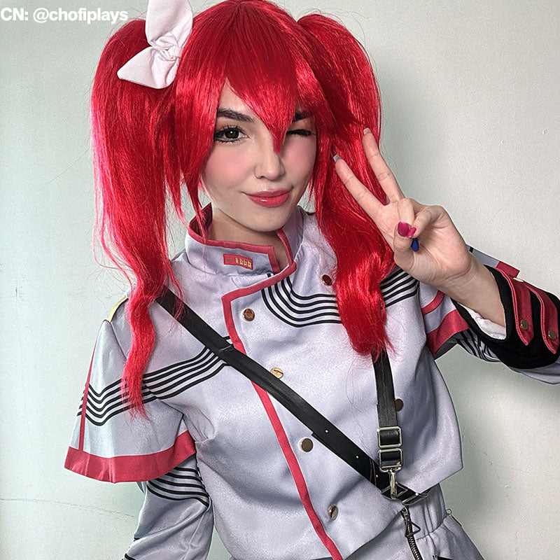Kasane Teto Cosplay Costume - Vocaloid Outfit with Bow Hair Accessory Metal Zipper Durable Fabric